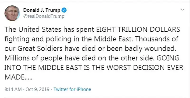 tweet di trump su erdogan e la siria 