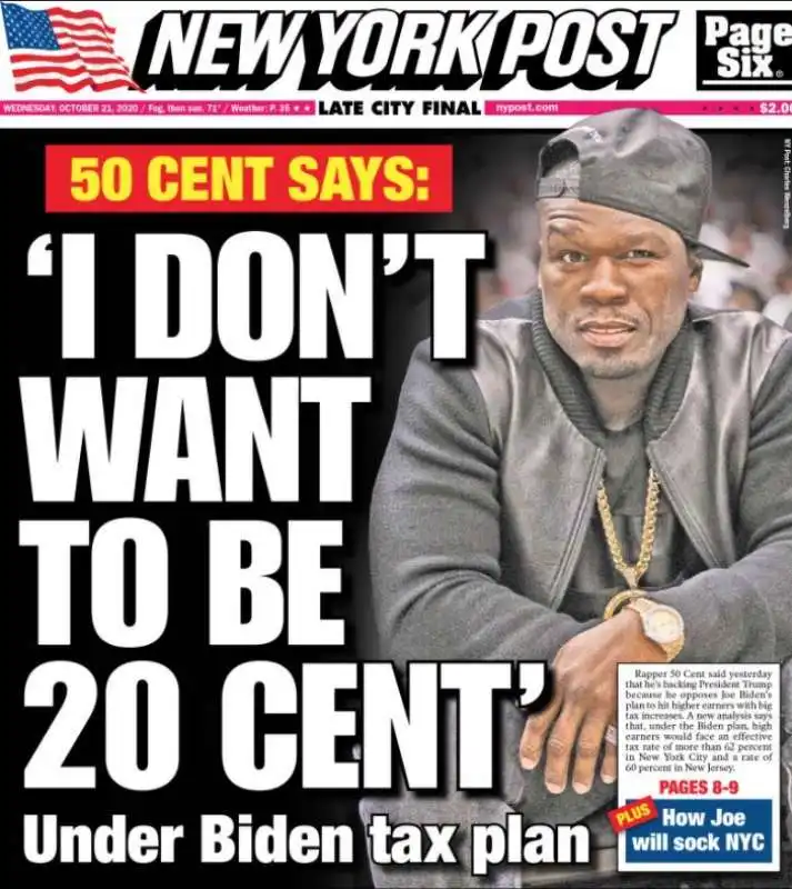 50 CENT APPOGGIA TRUMP PER NON DIVENTARE 20 CENT 