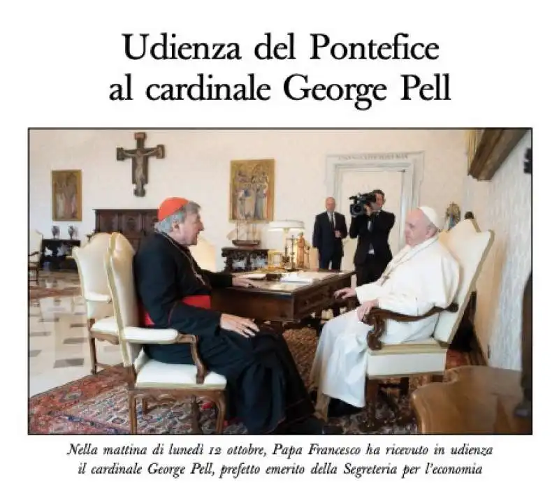 INCONTRO TRA GEORGE PELL E PAPA FRANCESCO SULL OSSERVATORE ROMANO