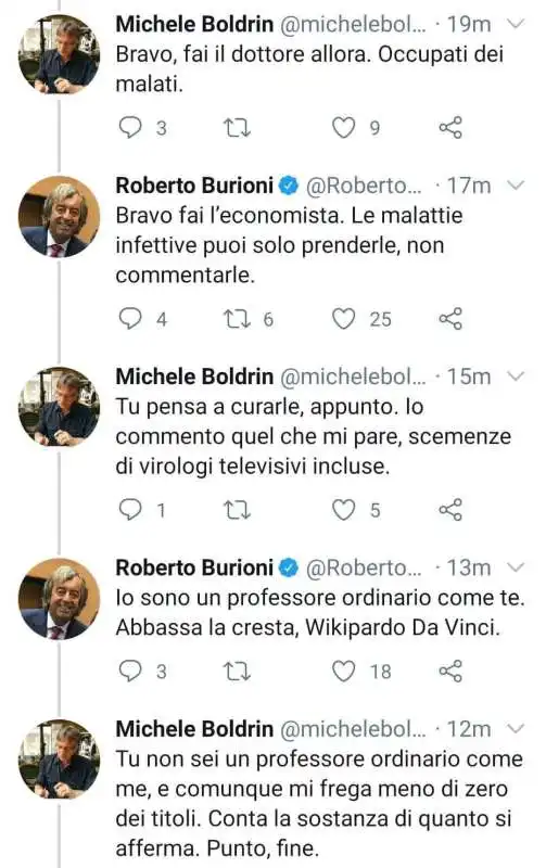 LO SCAZZO TWITTER TRA MICHELE BOLDRIN E ROBERTO BURIONI