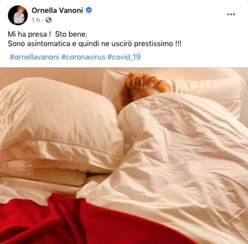 ORNELLA VANONI ANNUNCIA DI AVERE IL COVID