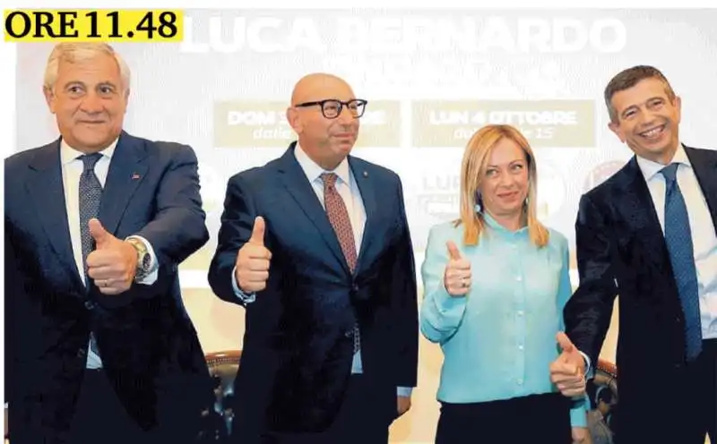 ANTONIO TAJANI LUCA BERNARDO GIORGIA MELONI MAURIZIO LUPI 