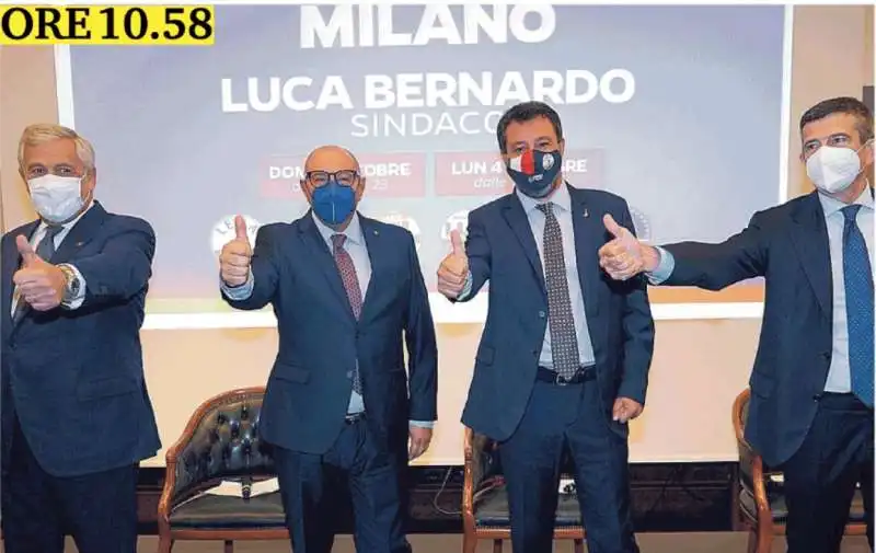 ANTONIO TAJANI LUCA BERNARDO MATTEO SALVINI MAURIZIO LUPI  