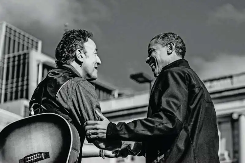 bruce springsteen e barack obama a madison, wisconsin, nel 2012