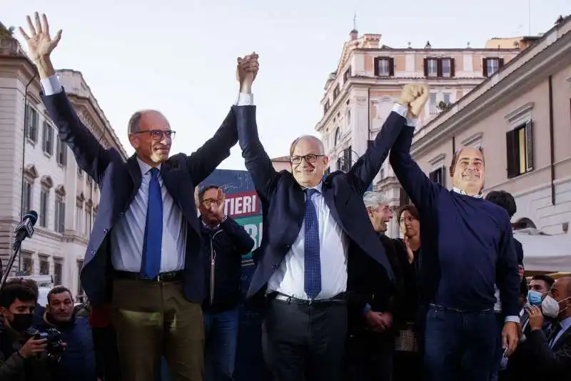 enrico letta   roberto gualtieri   nicola zingaretti 