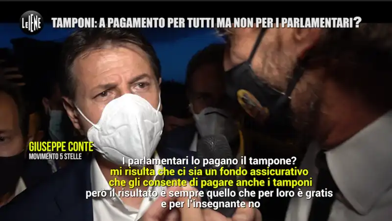 giuseppe conte  nel servizio delle iene sui tamponi gratis ai parlamentari 4