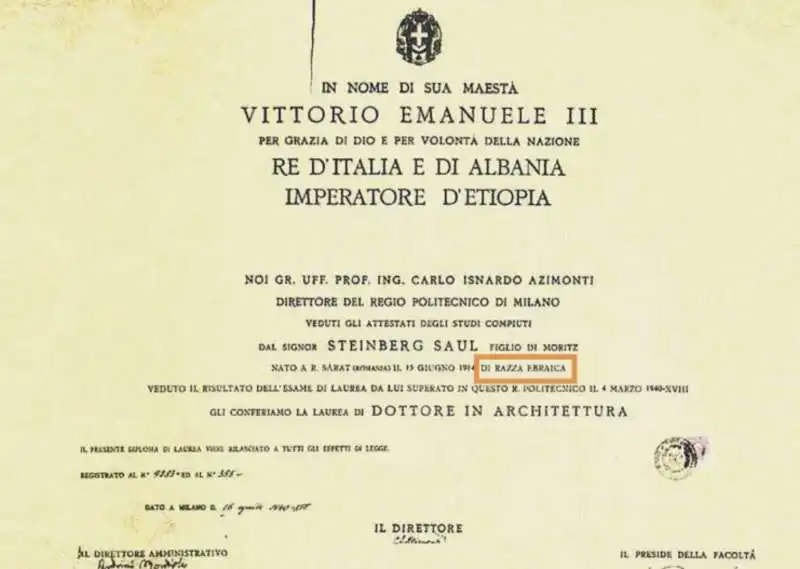 IL DIPLOMA DI LAUREA DI SAUL STEINBERG 