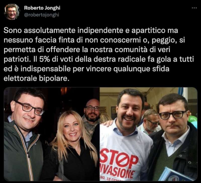 il tweet di roberto jonghi lavarini