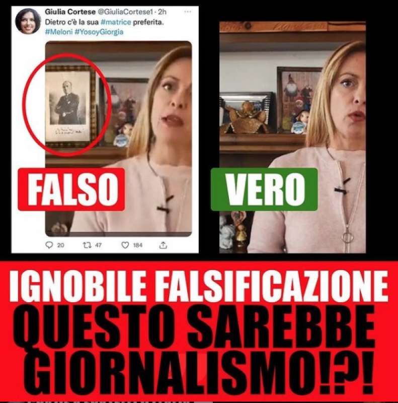 LA REPLICA DI GIORGIA MELONI AL FOTOMONTAGGIO