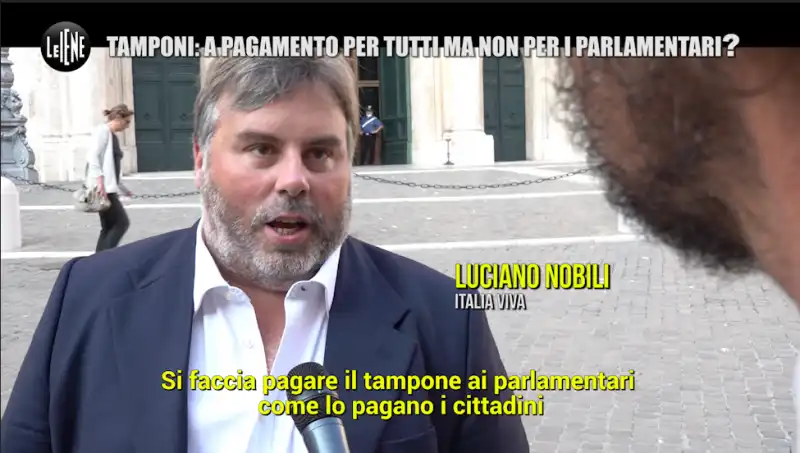 luciano nobili nel servizio delle iene sui tamponi gratis ai parlamentari 