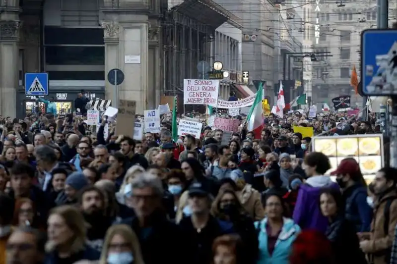 manifestazione no green pass a milano 5