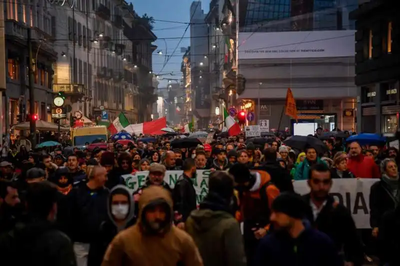 manifestazione no green pass    milano   4