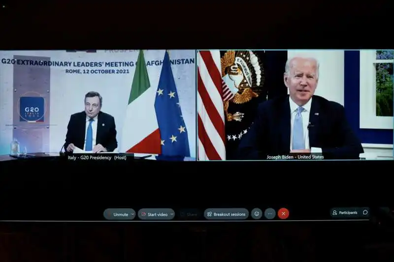 mario draghi joe biden   g20 straordinario sull afghanistan 