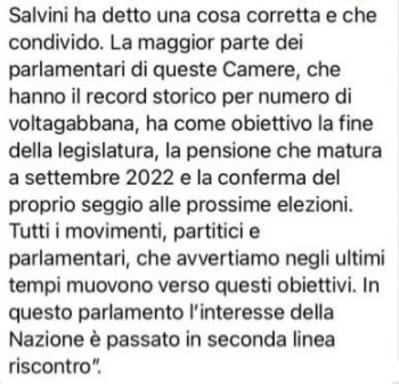 messaggio di marta fascina sulla chat dei deputati di forza italia