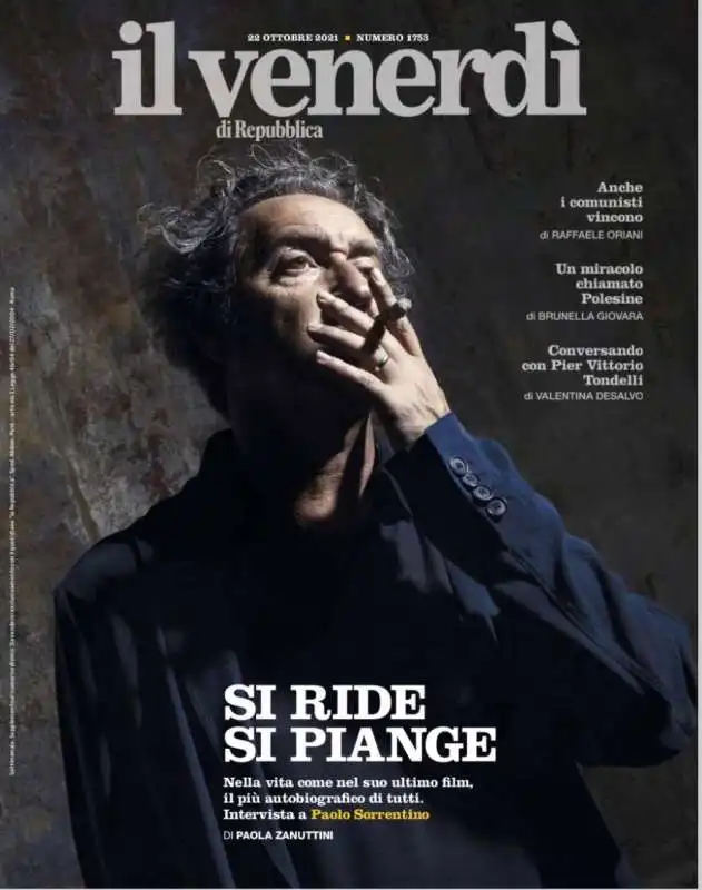 paolo sorrentino nella copertina del venerdi di repubblica