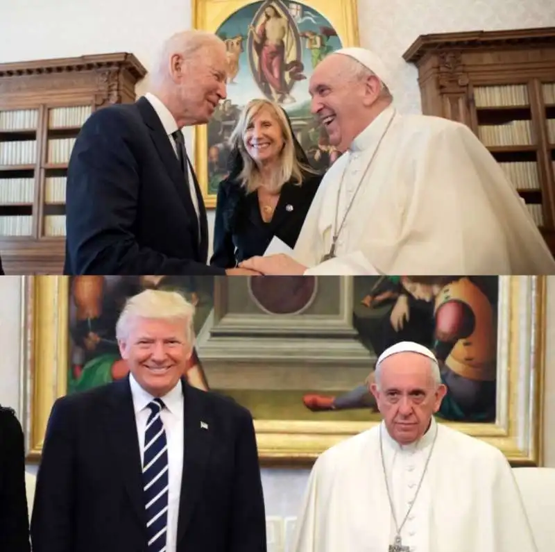 PAPA FRANCESCO CON JOE BIDEN E CON DONALD TRUMP