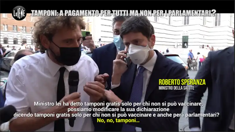 roberto speranza nel servizio delle iene sui tamponi gratis ai parlamentari