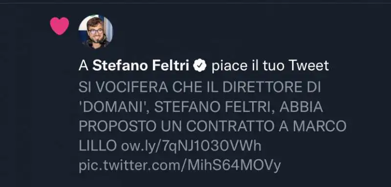 STEFANO FELTRI E IL LIKE ALL INDISCREZIONE DI DAGOSPIA