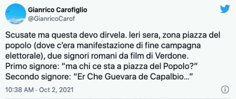 TWEET DI GIANRICO CAROFIGLIO CONTRO CALENDA