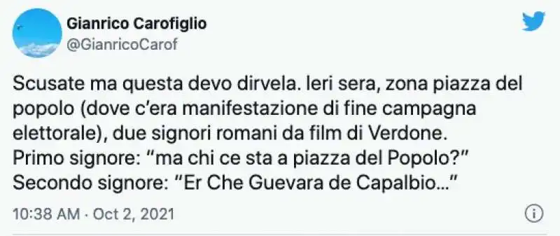 TWEET DI GIANRICO CAROFIGLIO CONTRO CALENDA