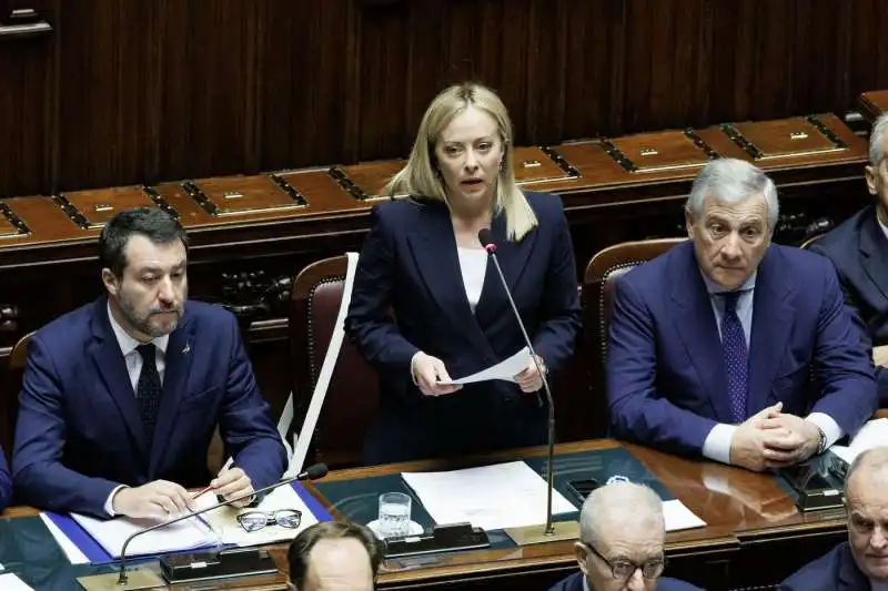 GIORGIA MELON MATTEO SALVINI E ANTONIO TAJANI ALLA CAMERA