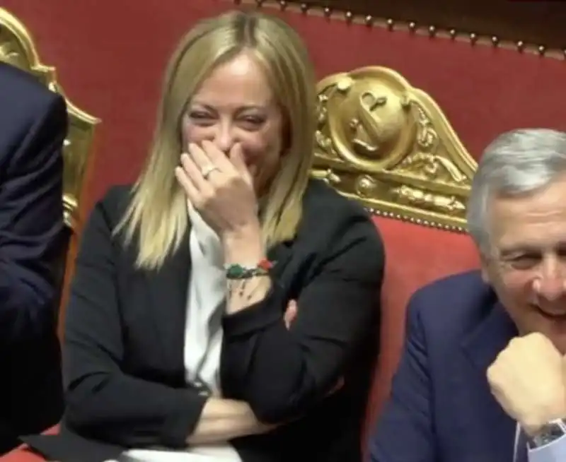 giorgia meloni ride alle battute di renzi in senato 2