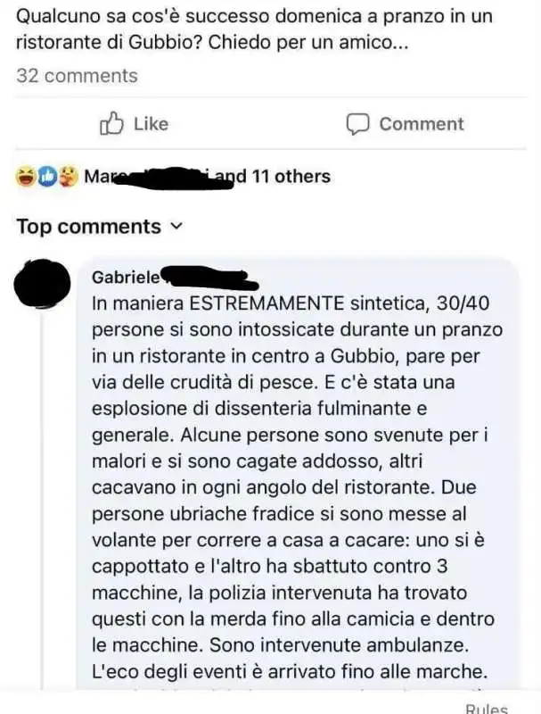 il racconto del pranzo sui social