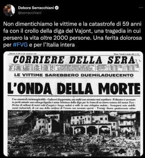 il tweet di debora serracchiani sul vajont