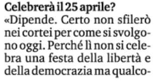 il virgolettato esatto di la russa sul 25 aprile la stampa