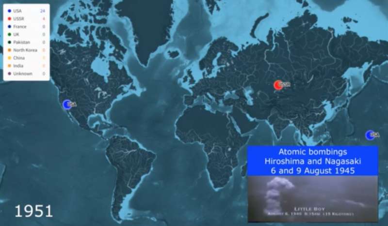 la mappa timeline delle esplosioni nucleari 1