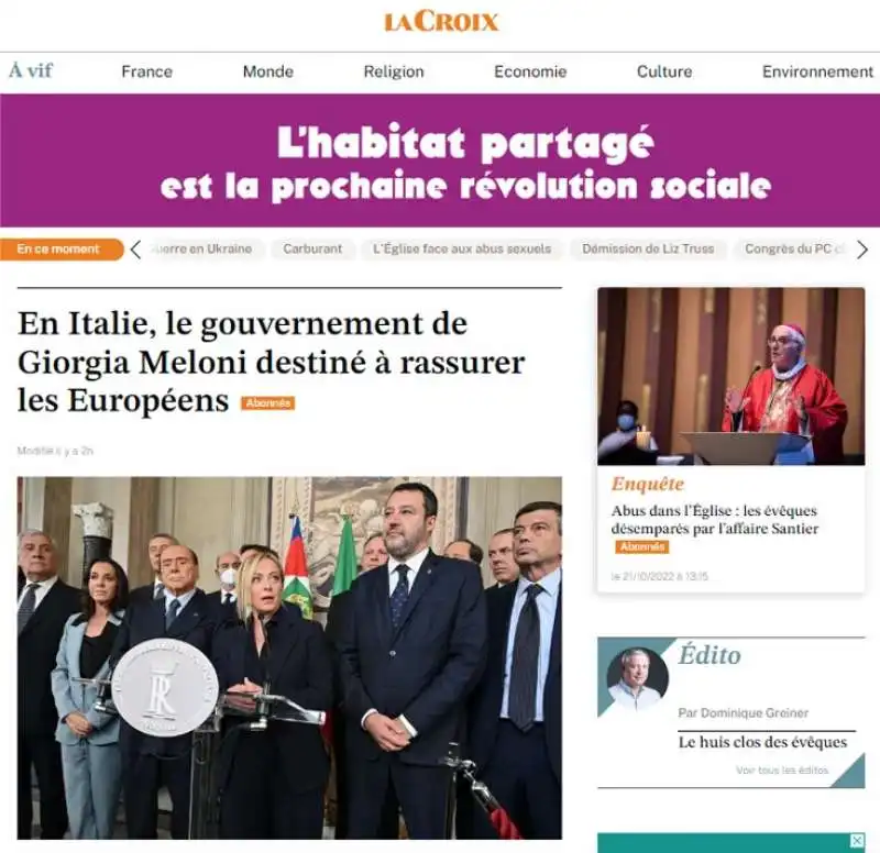 la notizia del governo meloni sui giornali stranieri   la croix