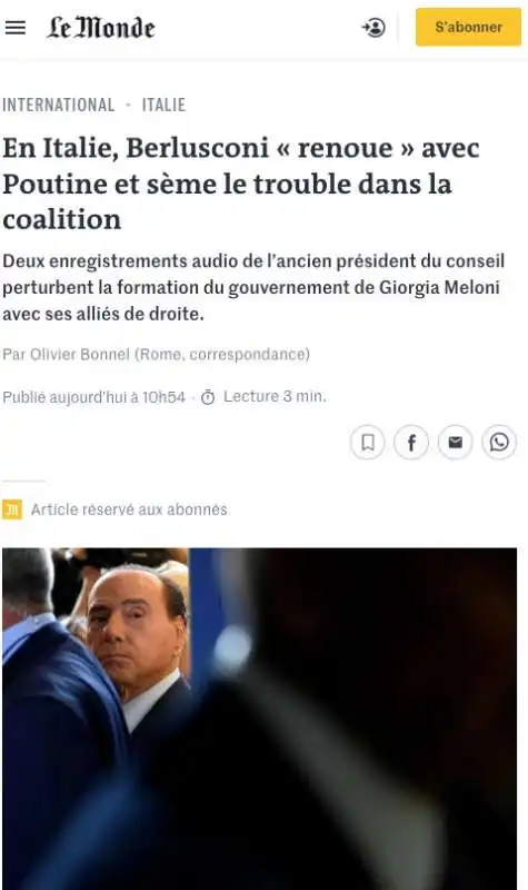 le monde sugli audio di berlusconi 