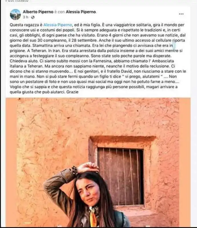 post de padre di alessia piperno