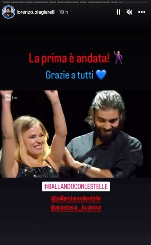 stories di lorenzo biagiarelli dopo la prima puntata di ballando con le stelle 3