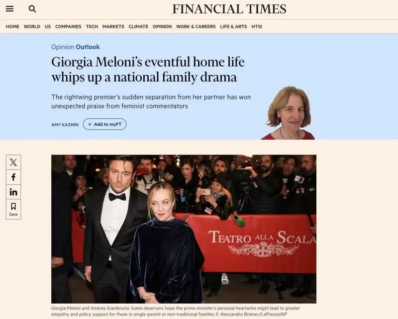 ARTICOLO DEL FINANCIAL TIMES SULLA FINE DELLA RELAZIONE TRA GIORGIA MELONI E ANDREA GIAMBRUNO