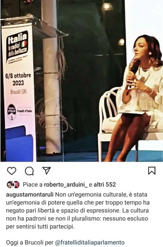 AUGUSTA MONTARULI A BRUCOLI ALL EVENTO CON GIAMPAOLO ROSSI 