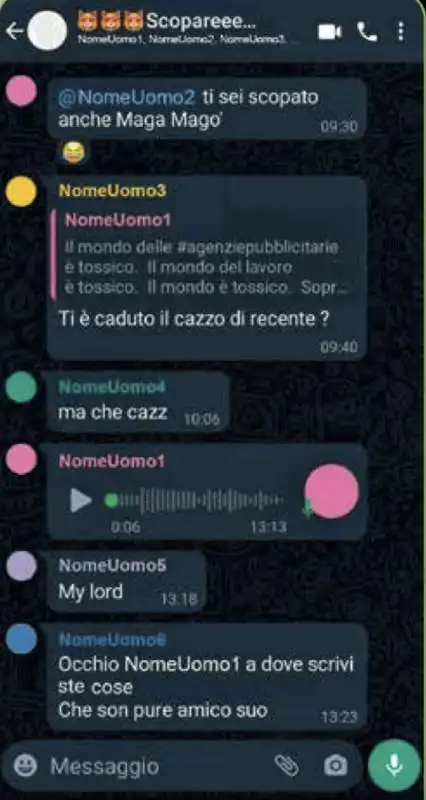 chat dei creativi sulle colleghe 