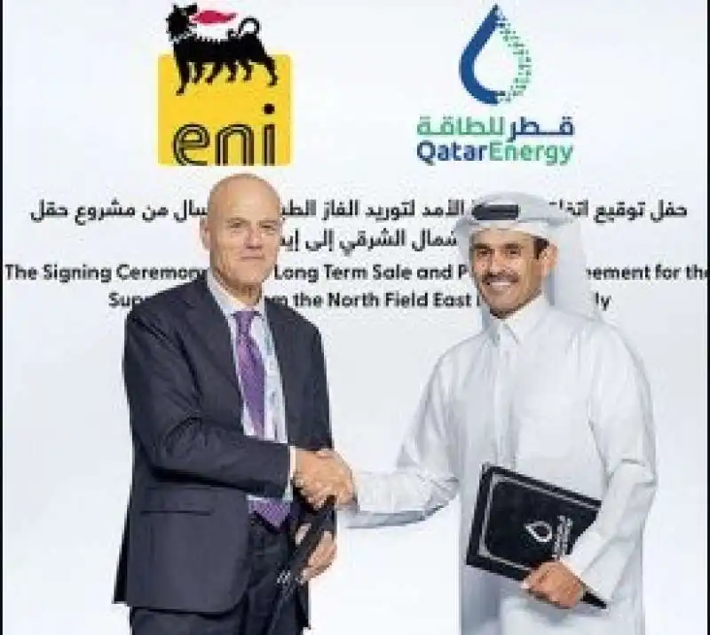 Claudio Descalzi ad di eni - il ministro dell energia del qatar Saad Sherida al-Kaabi