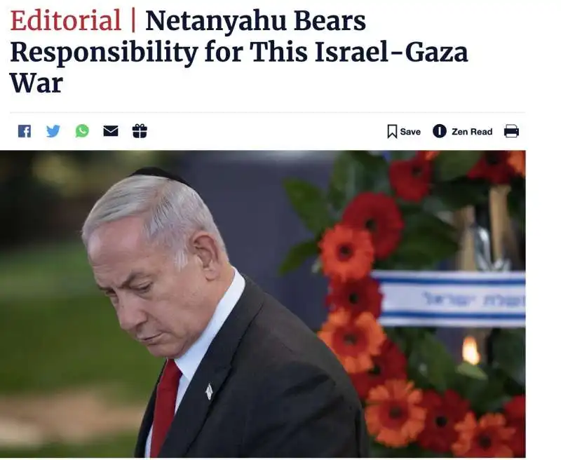 EDITORIALE DI HAARETZ CONTRO NETANYAHU 