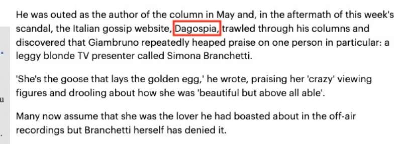 IL DAILY MAIL CITA DAGOSPIA SUL CASO GIAMBRUNO