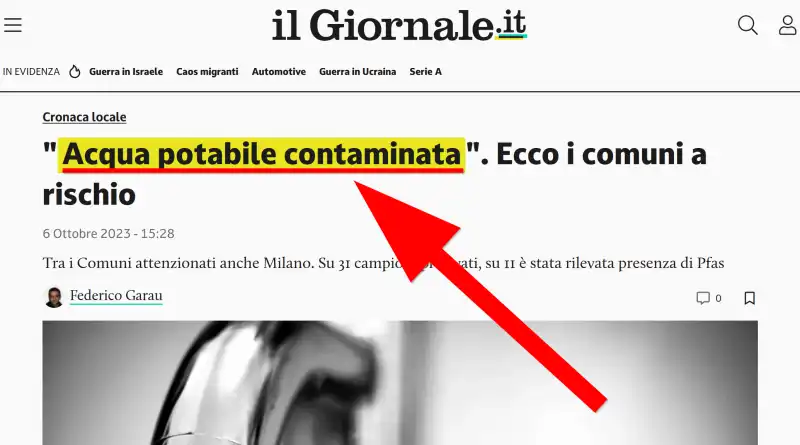 Il Giornale  acqua potabile pero? contaminata