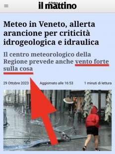 il mattino di padova, vento forte sulla cosa