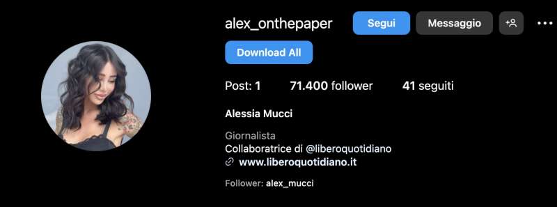 il nuovo profilo da giornalista di alex mucci