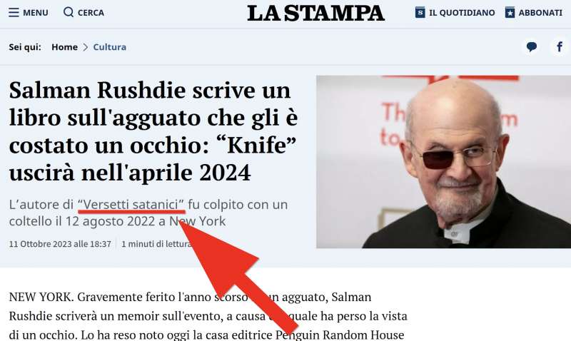 la stampa, versetti e occhio sbagliati