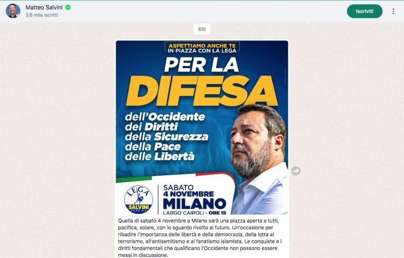 matteo salvini - canale whatsapp 1