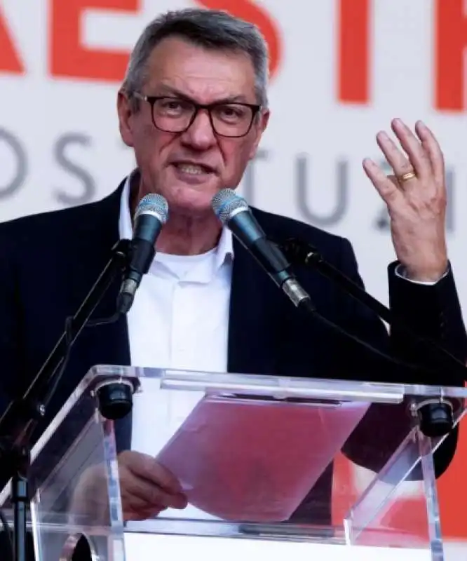 maurizio landini - manifestazione della cgil a roma 7 ottobre 2023