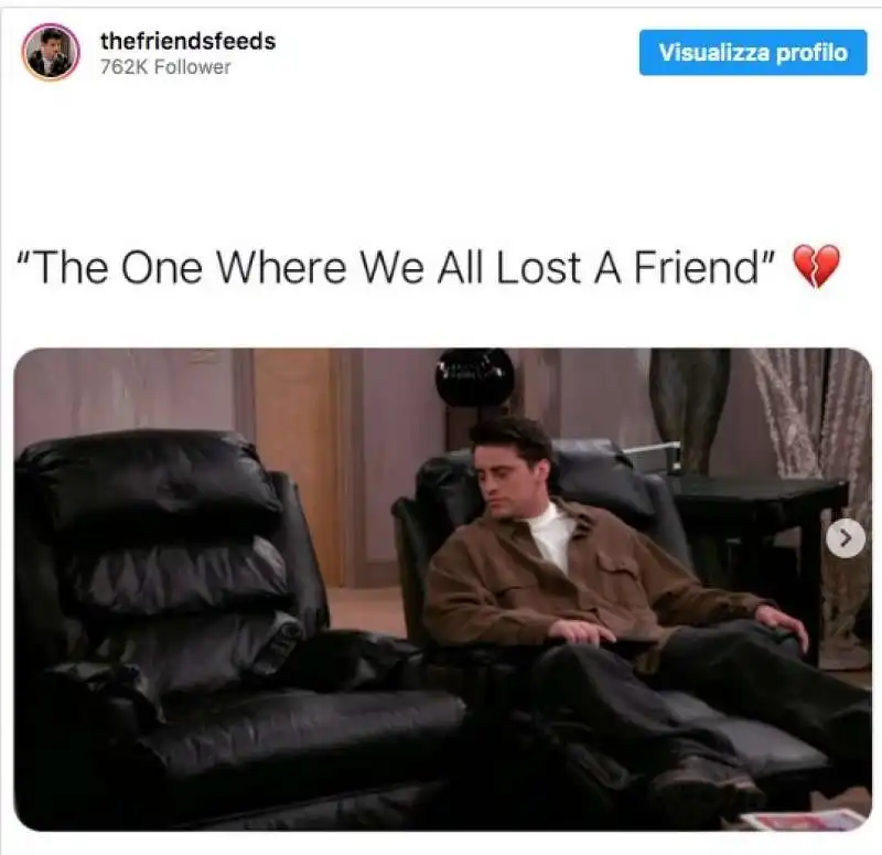 post dell account di friends per la morte di Matthew Perry