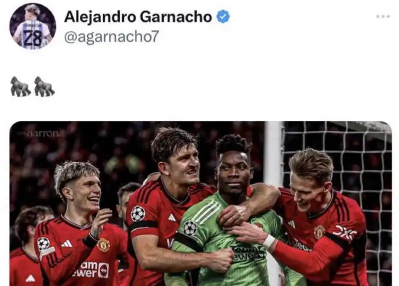 POST DI ALEJANDRO GARNACHO SU ONANA