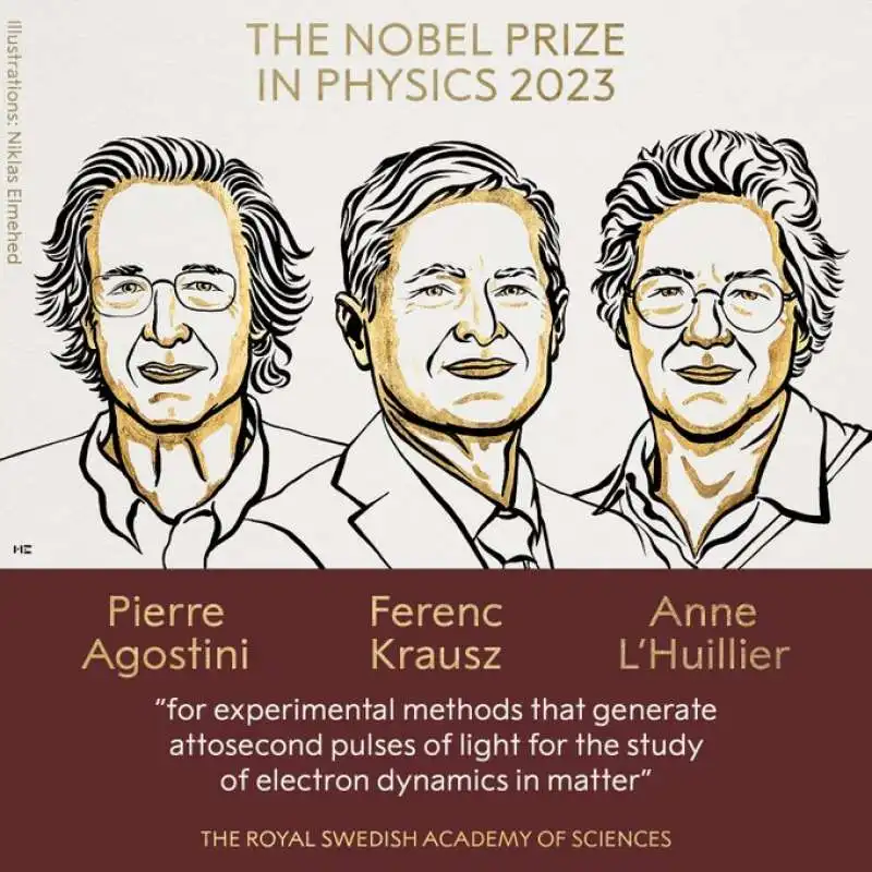 premio nobel per la fisica 2023 a pierre agostini, ferenc krausz e anne l huillier 