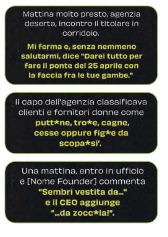 racconti delle vittime di molestie nelle agenzie pubblicitarie 